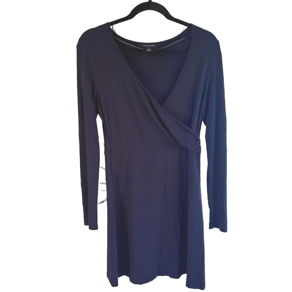 Tommy Hilfiger Women's Navy Long Sleeve Wrap Dress - Size M
